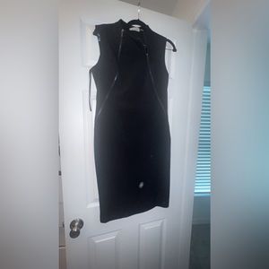 Black Calvin Klein dress front black zippers,